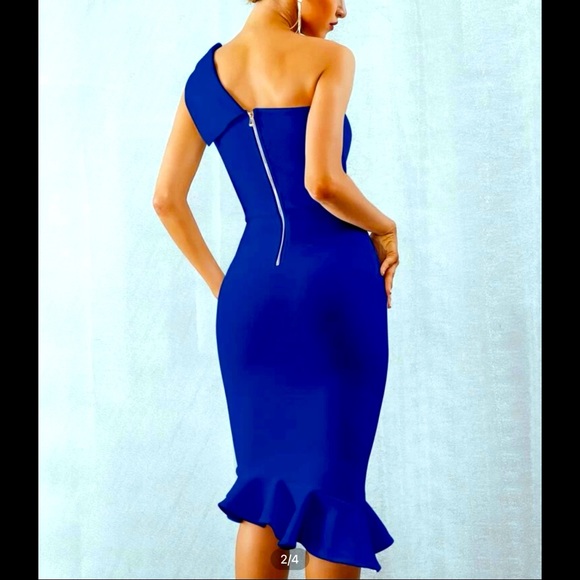 Adyce Small royal blue one shoulder gown! NEVER WORN - Picture 2 of 2